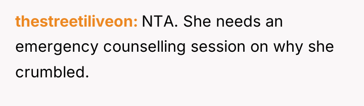thestreetiliveon NTA. She needs an emergency counselling session on why...