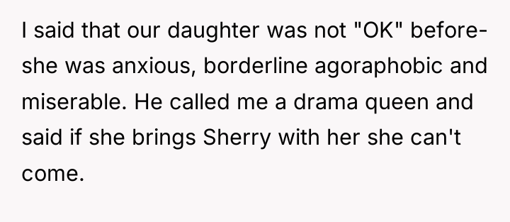 I said that our daughter was not "OK" before- she...