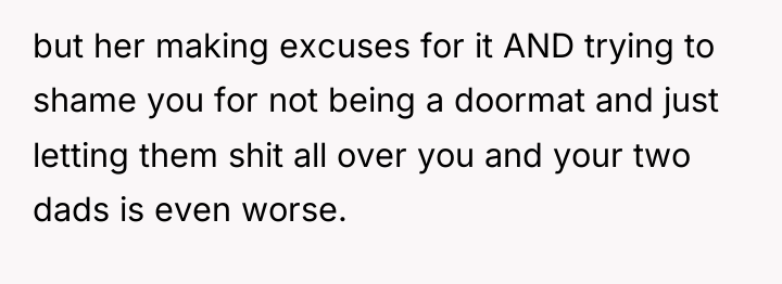 but her making excuses for it AND trying to shame...