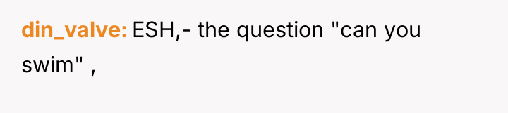 din_valve ESH,- the question "can you swim" ,