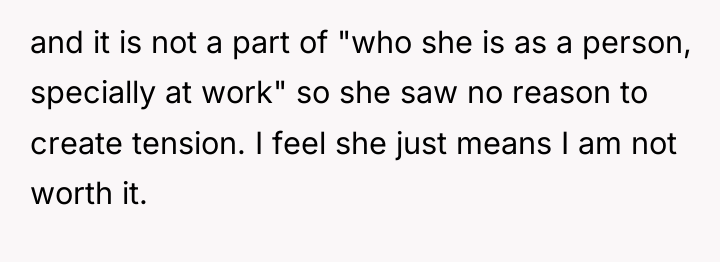 and it is not a part of "who she is...