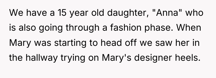 We have a 15 year old daughter, "Anna" who is...