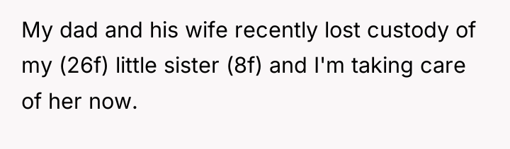My dad and his wife recently lost custody of my...