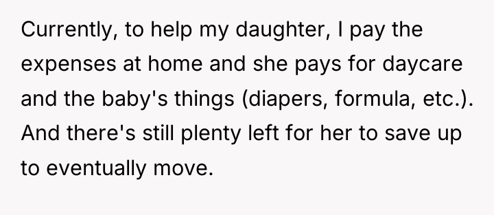 Currently, to help my daughter, I pay the expenses at...