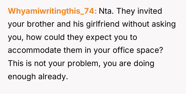Whyamiwritingthis_74 Nta. They invited your brother and his girlfriend without...