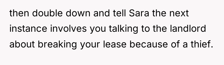 then double down and tell Sara the next instance involves...