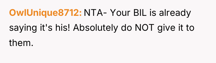 OwlUnique8712 NTA- Your BIL is already saying it's his! Absolutely...
