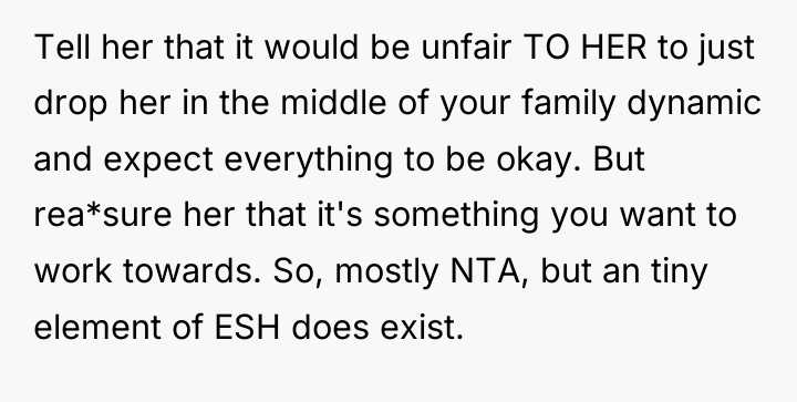Tell her that it would be unfair TO HER to...