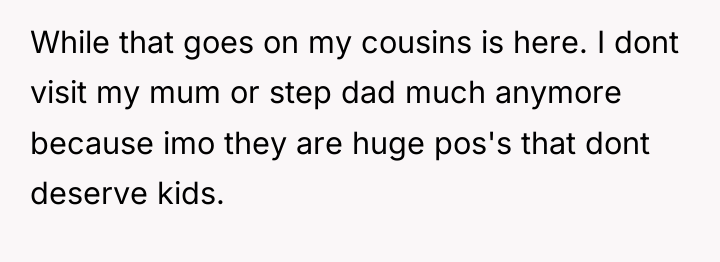 While that goes on my cousins is here. I dont...