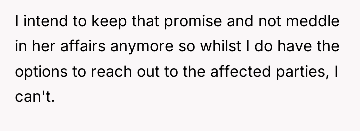 I intend to keep that promise and not meddle in...