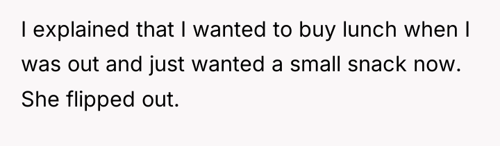 I explained that I wanted to buy lunch when I...