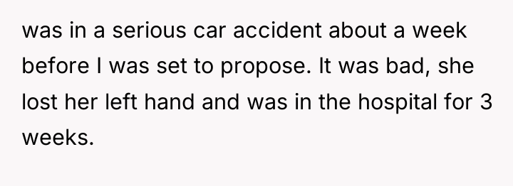 was in a serious car accident about a week before...