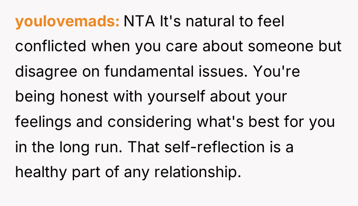 youlovemads NTA It's natural to feel conflicted when you care...