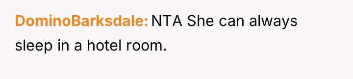 DominoBarksdale NTA She can always sleep in a hotel room.