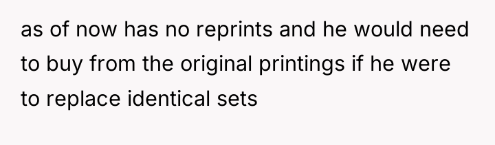 as of now has no reprints and he would need...