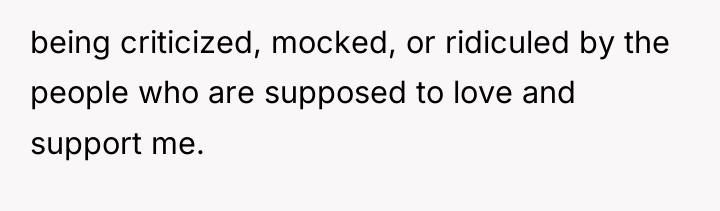 being criticized, mocked, or ridiculed by the people who are...