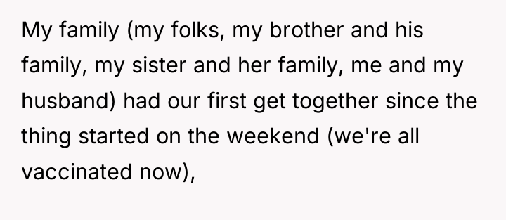 My family (my folks, my brother and his family, my...