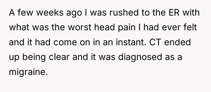 A few weeks ago I was rushed to the ER...