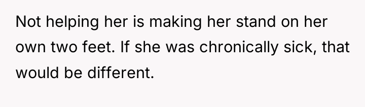 Not helping her is making her stand on her own...