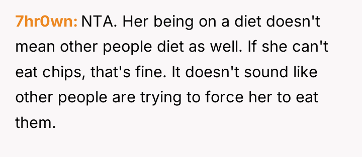 7hr0wn NTA. Her being on a diet doesn't mean other...