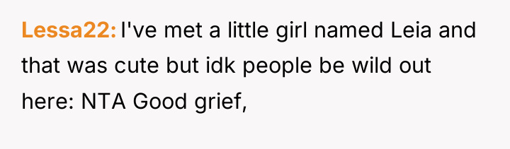 Lessa22 I've met a little girl named Leia and that...