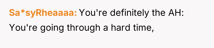 Sa*syRheaaaa You're definitely the AH: You're going through a hard...
