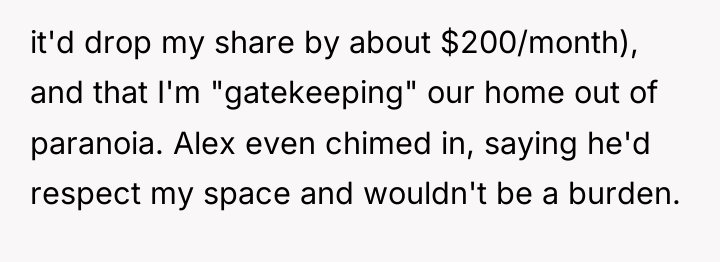 it'd drop my share by about $200/month), and that I'm...