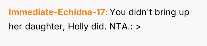 Immediate-Echidna-17 You didn't bring up her daughter, Holly did. NTA.:...