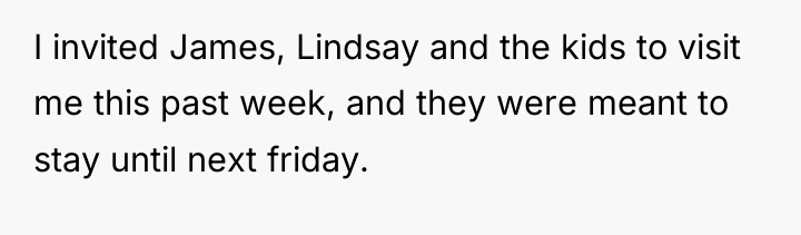 I invited James, Lindsay and the kids to visit me...