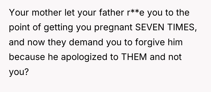 Your mother let your father r**e you to the point...