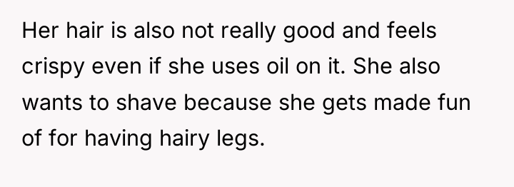Her hair is also not really good and feels crispy...