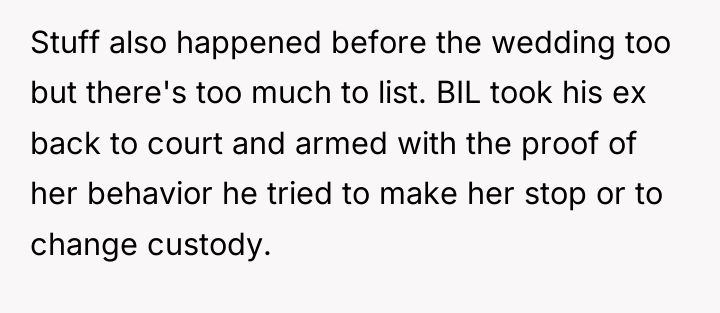 Stuff also happened before the wedding too but there's too...