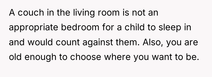 A couch in the living room is not an appropriate...