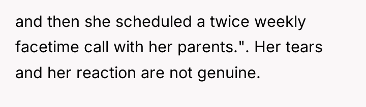 and then she scheduled a twice weekly facetime call with...