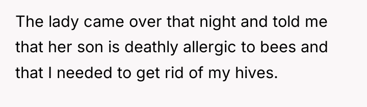 The lady came over that night and told me that...