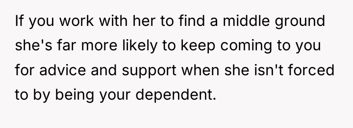 If you work with her to find a middle ground...