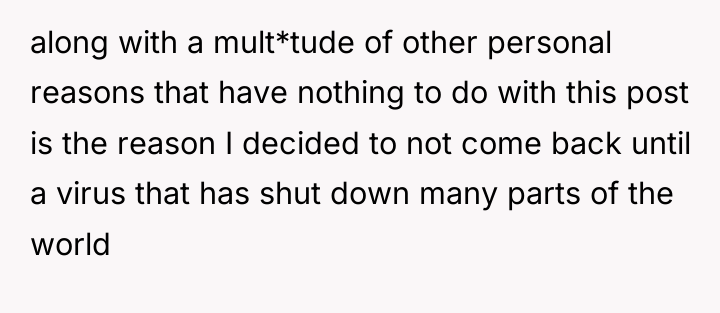 along with a mult*tude of other personal reasons that have...