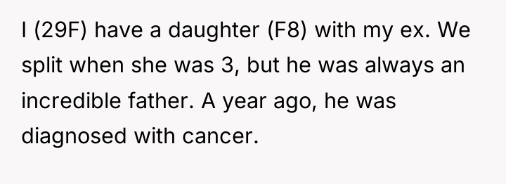 I (29F) have a daughter (F8) with my ex. We...