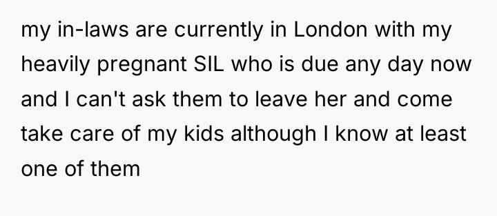 my in-laws are currently in London with my heavily pregnant...