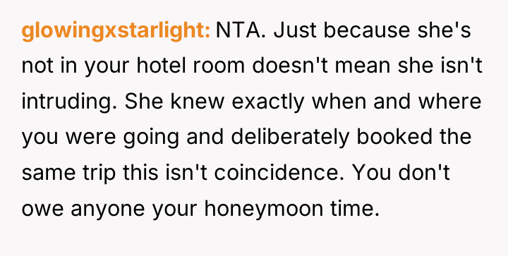 glowingxstarlight NTA. Just because she's not in your hotel room...