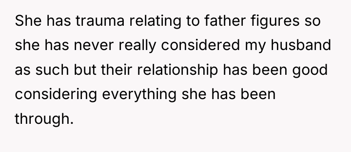 She has trauma relating to father figures so she has...