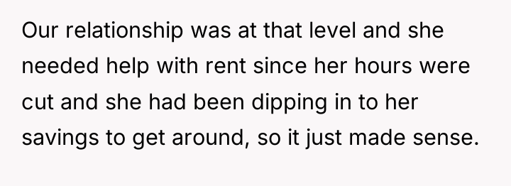 Our relationship was at that level and she needed help...