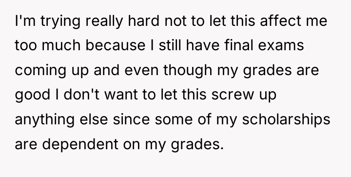 I'm trying really hard not to let this affect me...