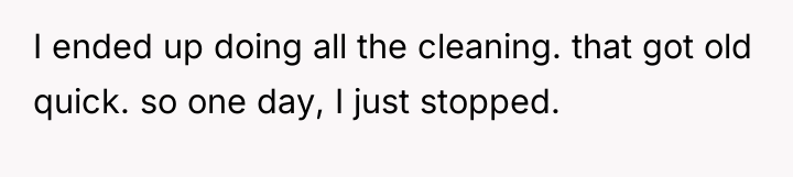 I ended up doing all the cleaning. that got old...