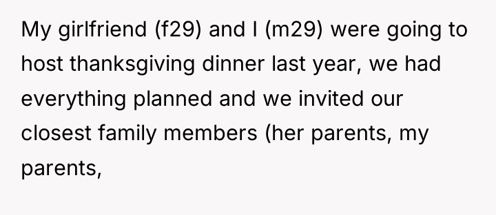 My girlfriend (f29) and I (m29) were going to host...