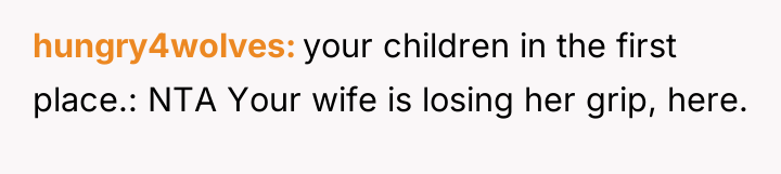 hungry4wolves your children in the first place.: NTA Your wife...