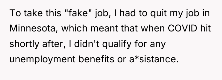 To take this "fake" job, I had to quit my...