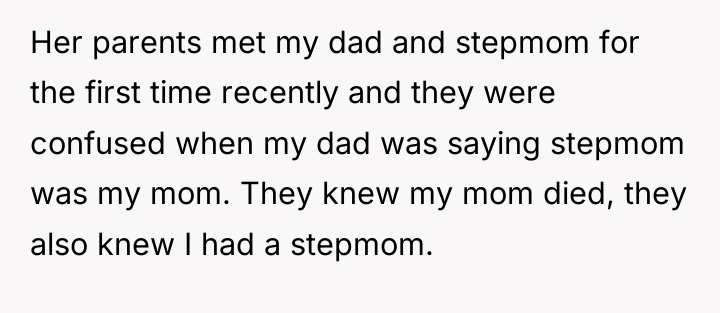 Her parents met my dad and stepmom for the first...