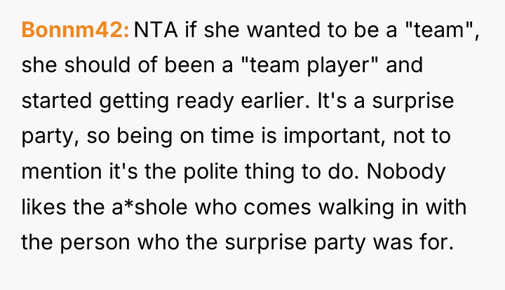 Bonnm42 NTA if she wanted to be a "team", she...