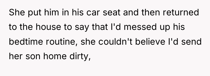 She put him in his car seat and then returned...
